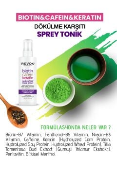 Biotin, Kafein ve Keratin İçeren Saç Dökülme Karşıtı Sağlıklı Uzamaya Yardımcı Sprey Tonik