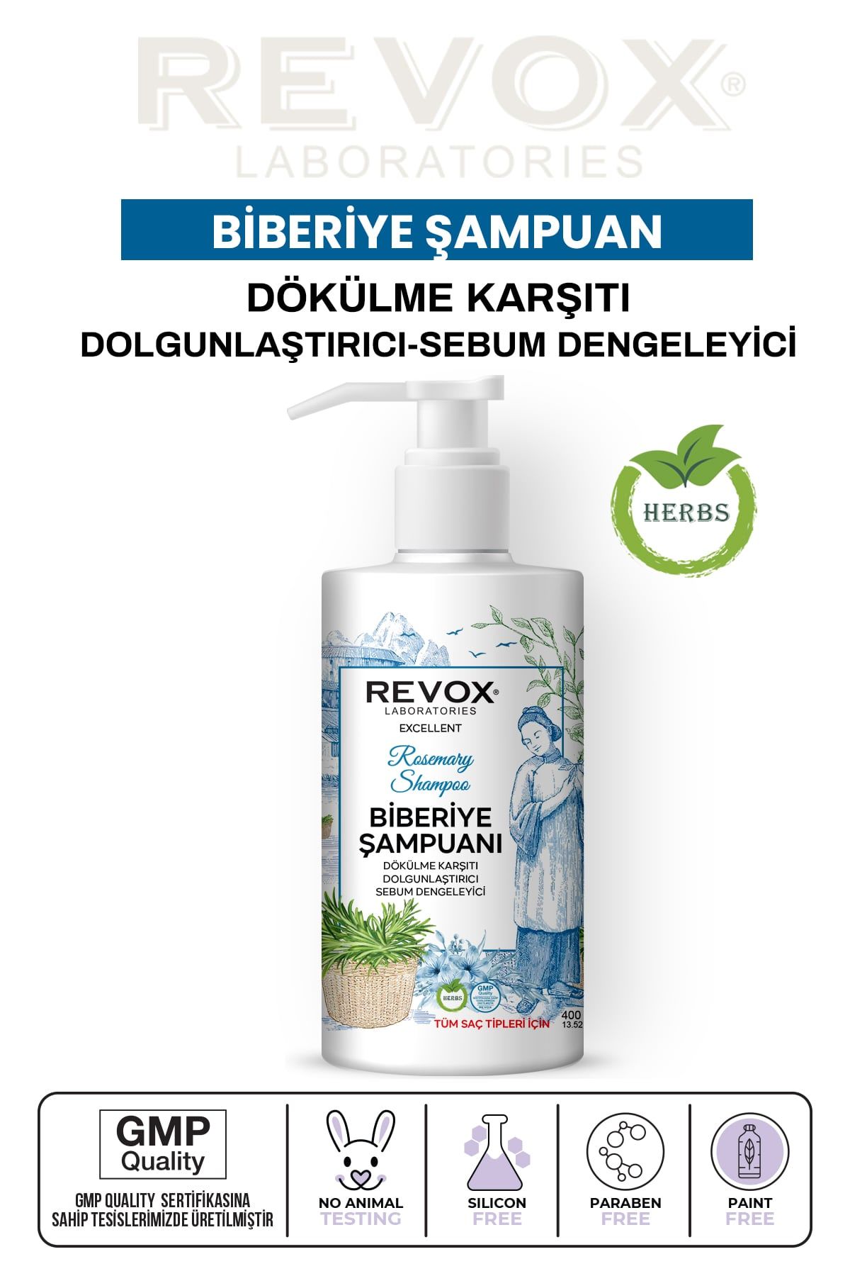 Biberiye Özlü Saç Bakım Şampuanı Arındırıcı Dökülme Karşıtı 400 ml.